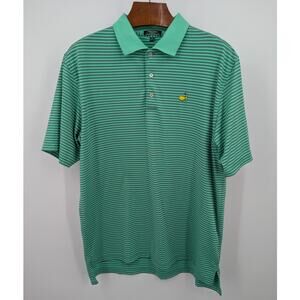Masters Peter Millar Polo Shirt XL Green Stripe Golf Augusta National